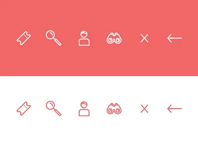 Line Icons avatar back binoculars close glass icons illustrator line magnifying ticket