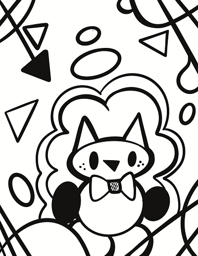 Cute Cat coloring page black and white cartoon coloring book coloring page design digital digital art illustration procreate