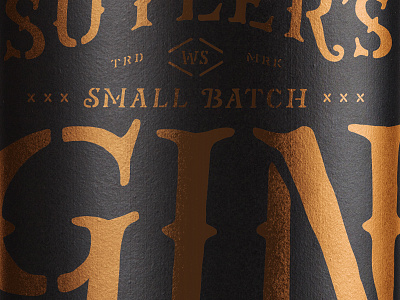 Sutler's Gin Bottle bottle gin packaging spirit stencil type