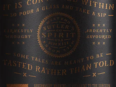 Sutler's Gin Bottle badge bottle gin packaging spirit stencil type