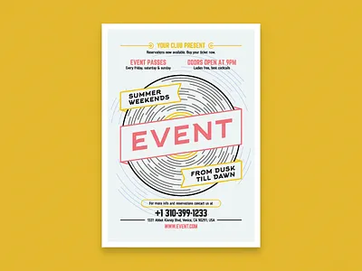 Cafe event poster cafe club event music party plate poster restaurant summer template vector vinyl