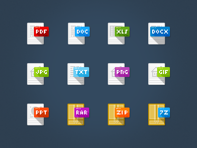 Freebie file type icons file type flat icons free icons freebie long shadow