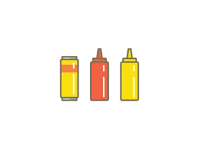 Beer Ketchup & Mustard beer brand burger can condiments icons ketchup mustard tall boy