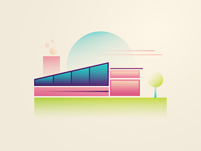 Modern Architecture clean gradient grass home house josh warren modern retro smoke sun tree