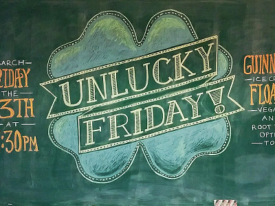 Unlucky Friday chalk illustration lettering typography