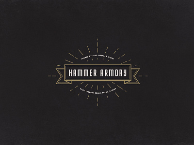 Hammer Armory Dribbble banner logo logotype lost type sunburst sword typography vintage