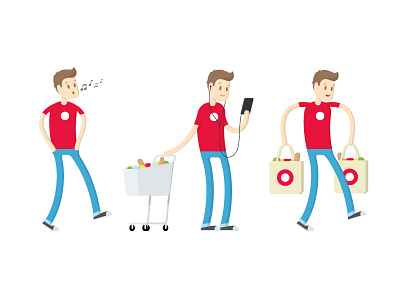 Delivery Boy boy cart character delivery design food grocery illustration market mascot supermarket walk