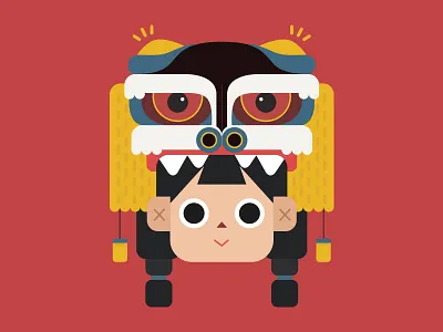 Spring Festival－face ai character face flat illustration vector