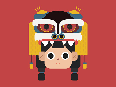Spring Festival－face ai character face flat illustration vector