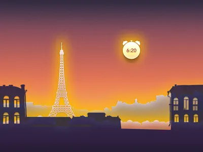 Paris sunset buildings clocks eiffel evening panorama silhouette sun sunset tower town