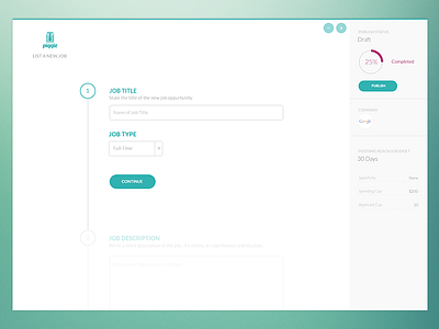 Piqqle Preview clean green interface jobs simple ui user interface