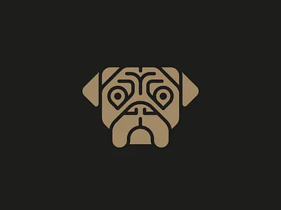 Pug boxer dog icon illustration logo pug