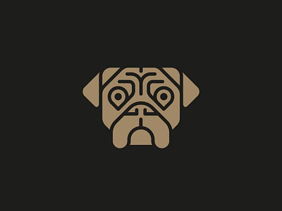 Pug boxer dog icon illustration logo pug