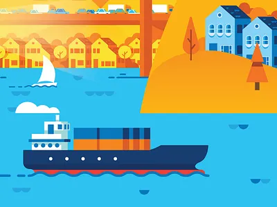 Harbor boat bridge building cargo home house illustration landscapes lighthouse san francisco ship tree