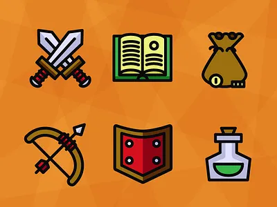 Adventuring Items arrow book dnd potion shield swords