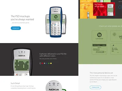 Nokia 1100 Mockup Landing Page 1100 apple april colors flat free mockup nokia psd template