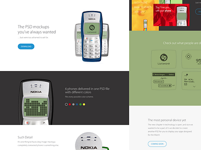 Nokia 1100 Mockup Landing Page 1100 apple april colors flat free mockup nokia psd template