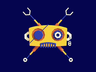 Pirobot blue orange pirate robot yellow