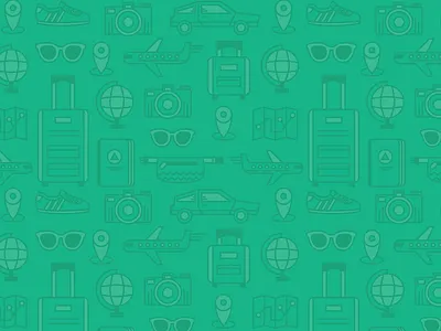 Travel Icon Pattern camera car fannypack globe location map shoes suitcase sunglasses