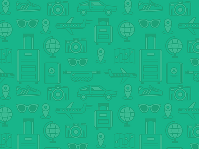 Travel Icon Pattern camera car fannypack globe location map shoes suitcase sunglasses