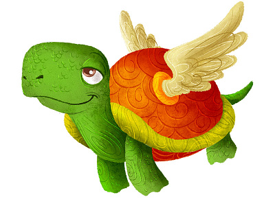 Flying Turtle cartoon character children book cute drawing fly illustration juvenile kidlitart turtle