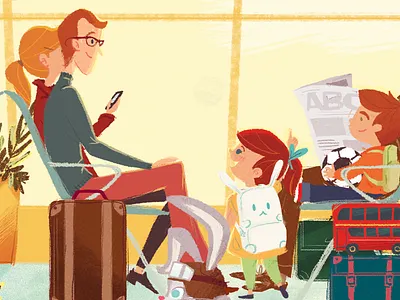 "Hidden objects" sneak peek airport children children illustration double decker football hidden objects illustration kids waiting room
