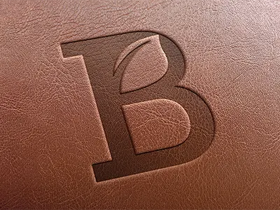 B-leaf b church leaf leather logo mark mockup monogram