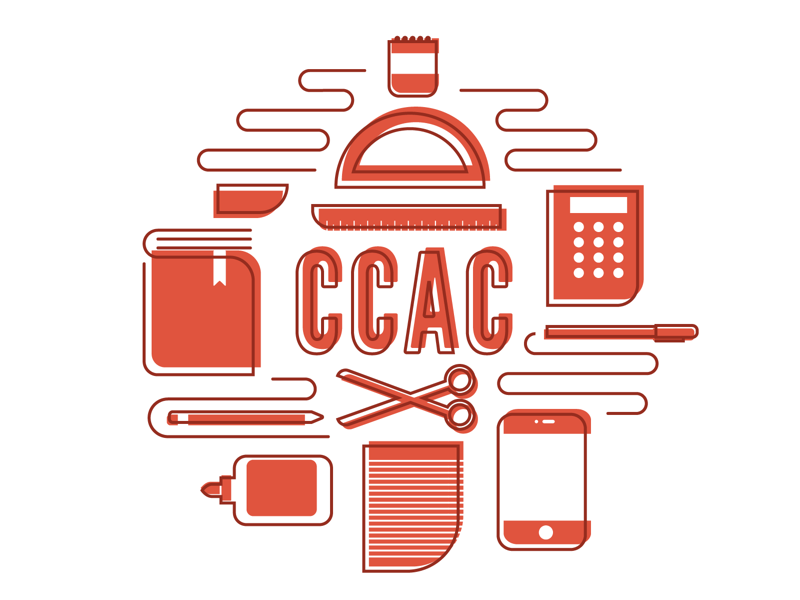 CCAC book calculator glue icons ipad school scissors supplies