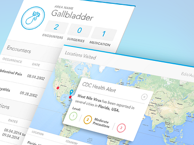 Health Application Elements alert app application cards clean ehr health health record map medical minimal ui