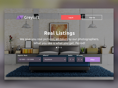 Greyloft estate filter hero landing page photo promo real responsive site start web