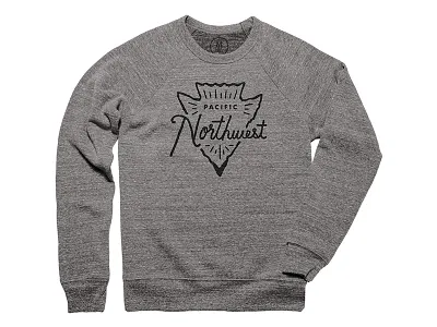 PNW Sweatshirt arrowhead hand drawn illustration pnw tee type