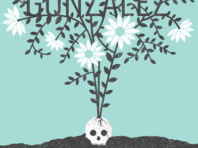 Vestiges & Claws flowers gig poster illustration jose gonzalez minneapolis minnesota screen print skull