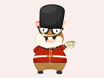 Tomster Across the Pond - Ember London character design emberjs guard hamster illustration london mascot teacup vector