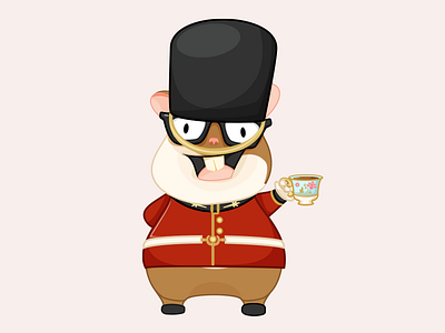 Tomster Across the Pond - Ember London character design emberjs guard hamster illustration london mascot teacup vector