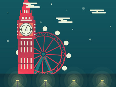 London Town big ben city illustration london london eye