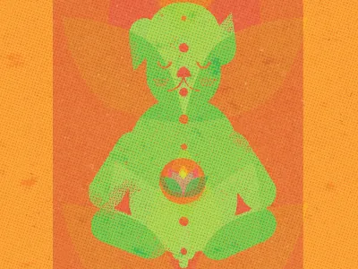 Bodhisattva buddha buddhist dog halftone illustration