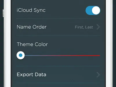Theme Color app color ios slider