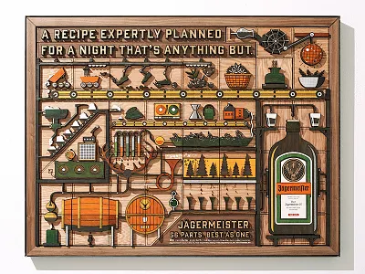 Jägermeister 56 Parts Campaign barrels dan kuhlken discoball dkng ingredients jagermeister nathan goldman process rube goldberg machine trees wood