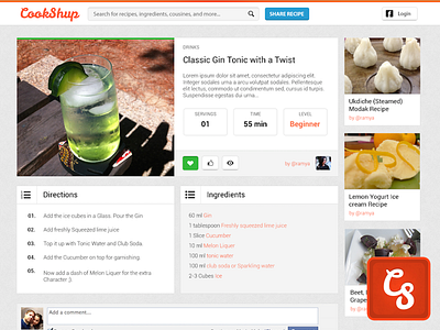 Cookshup concept app design recipes