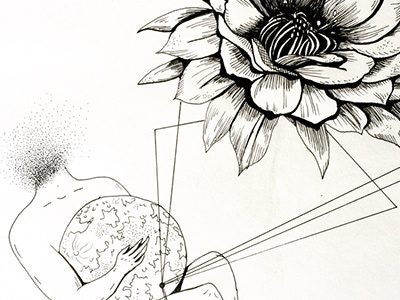 Xicana PtII body detail flower illustration ink line mexican moon pen universal woman