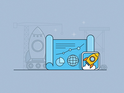 Prototype illy building chart chartboost game line plan prototype rocket ui vector