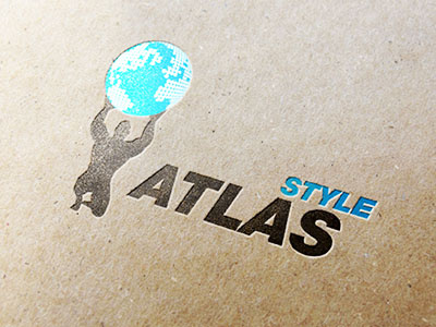 Atlas Style brand clean earth globe identity logo logotype muscle person sport