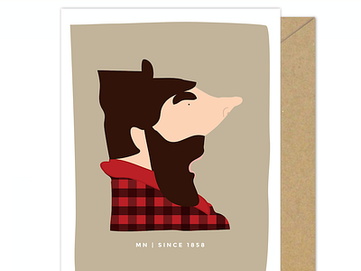 Minnesota Man | Since 1858 Series beard buffalo plaid etsy greeting card man map midwest minnesota united states