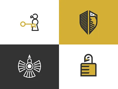 Security Bird Exploration bird combo eagle gold key lock protection safety security shield