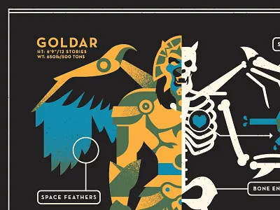 Goldar Biology design illustration poster power rangers screen print tv vector