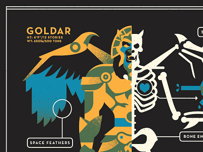 Goldar Biology design illustration poster power rangers screen print tv vector