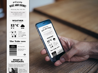 Rise and Shine app interface design mobile ui