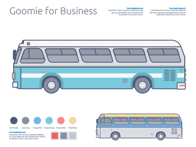 Goomie Business bus colorful cometa goomie illustration minimalist palette pastel vintage