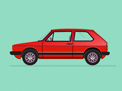 Golf Mk1 car golf hatch illustration retroracer