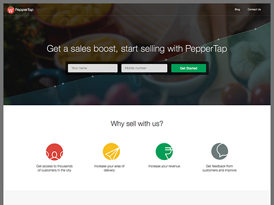 PepperTap Vendors Landing Page chart flat graph landing landing page line peppertap sell